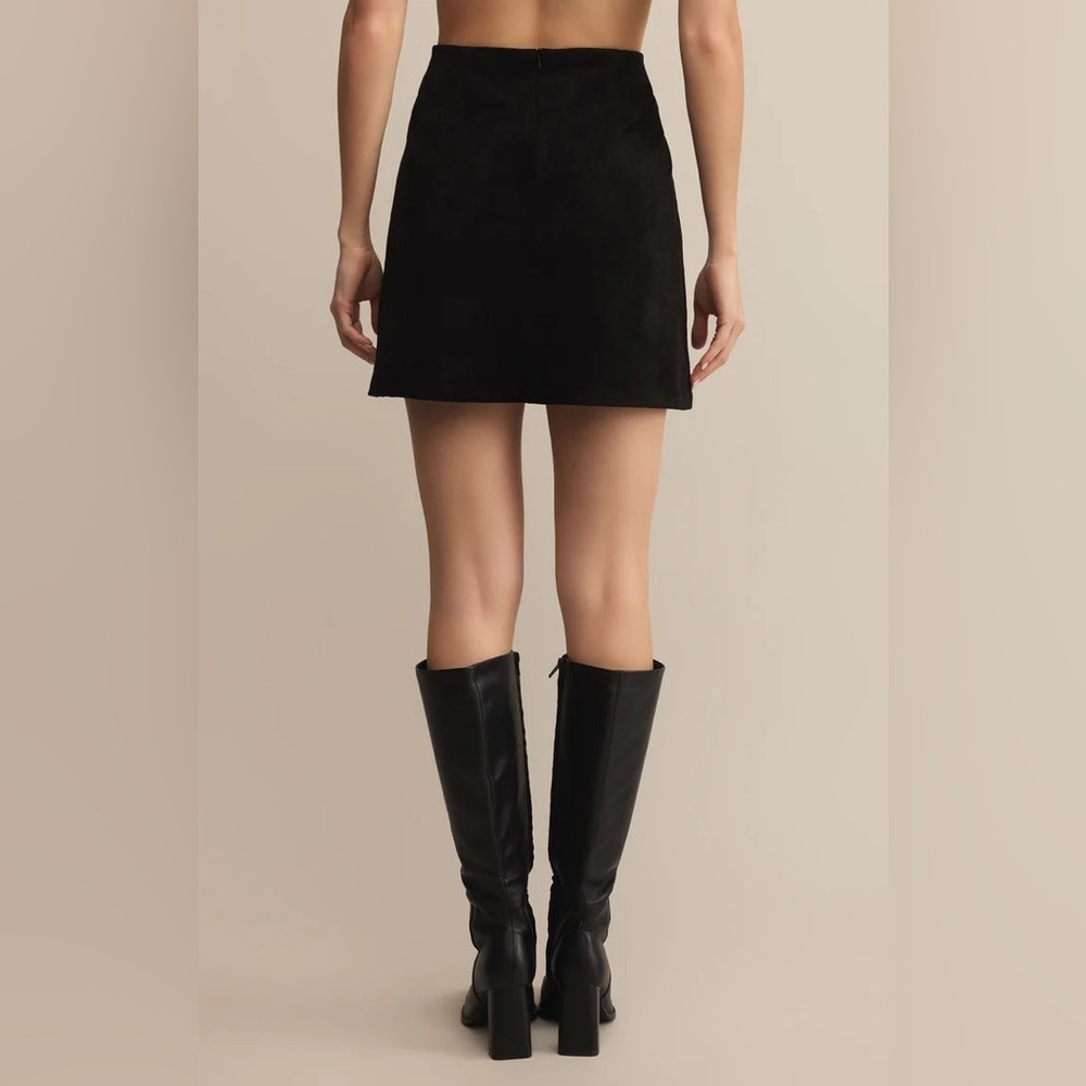 Y2K Vakko VS2 100% Goat Suede Leather Patchwork Skirt in Black size Small 4